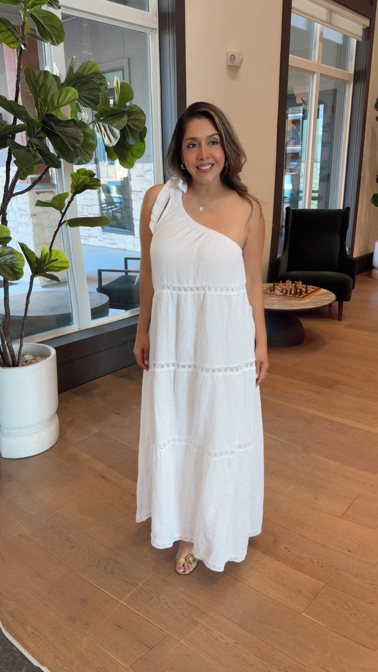 Linen Dress Medio Hombro