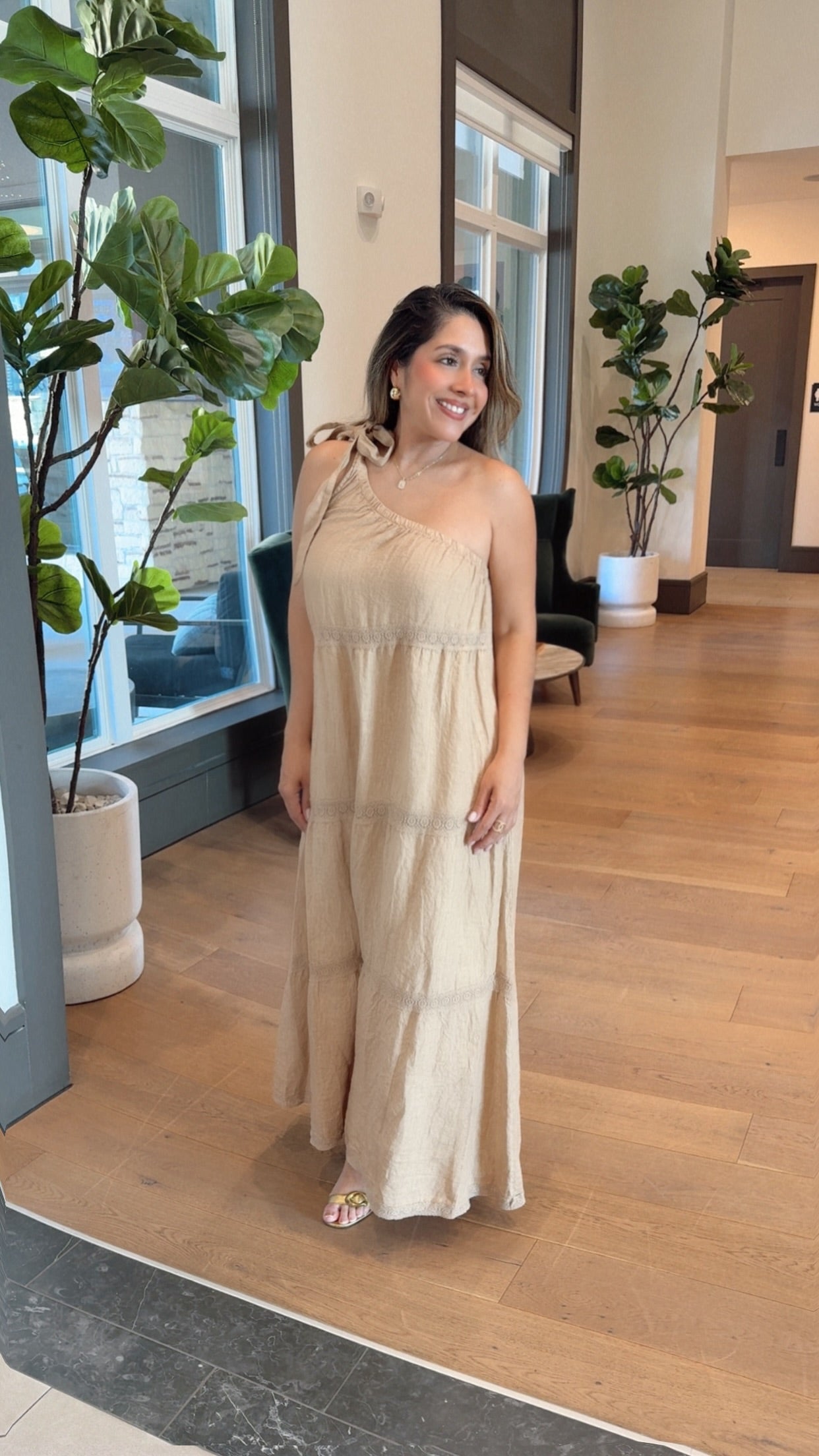 Linen Dress Medio Hombro