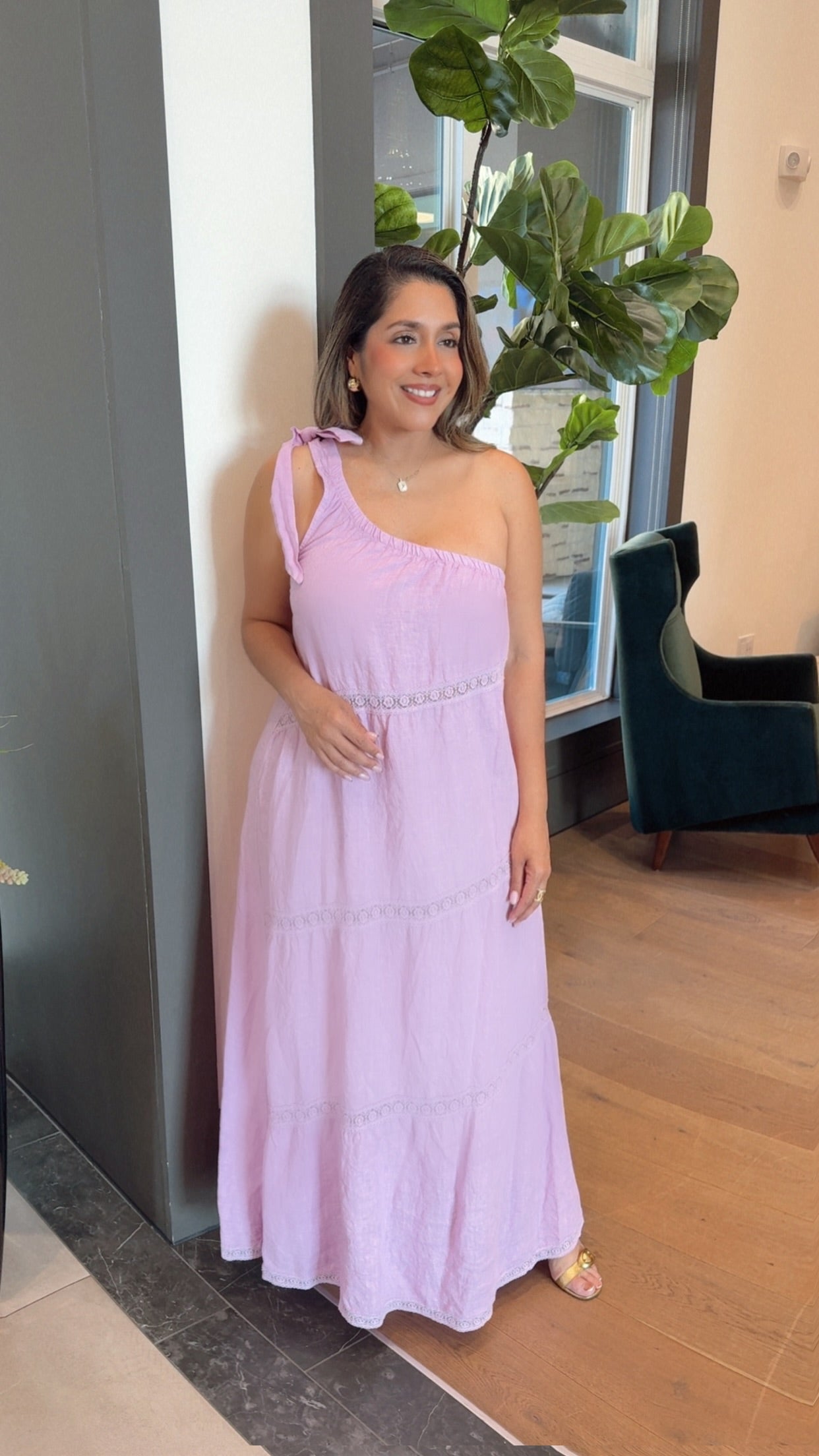 Linen Dress Medio Hombro