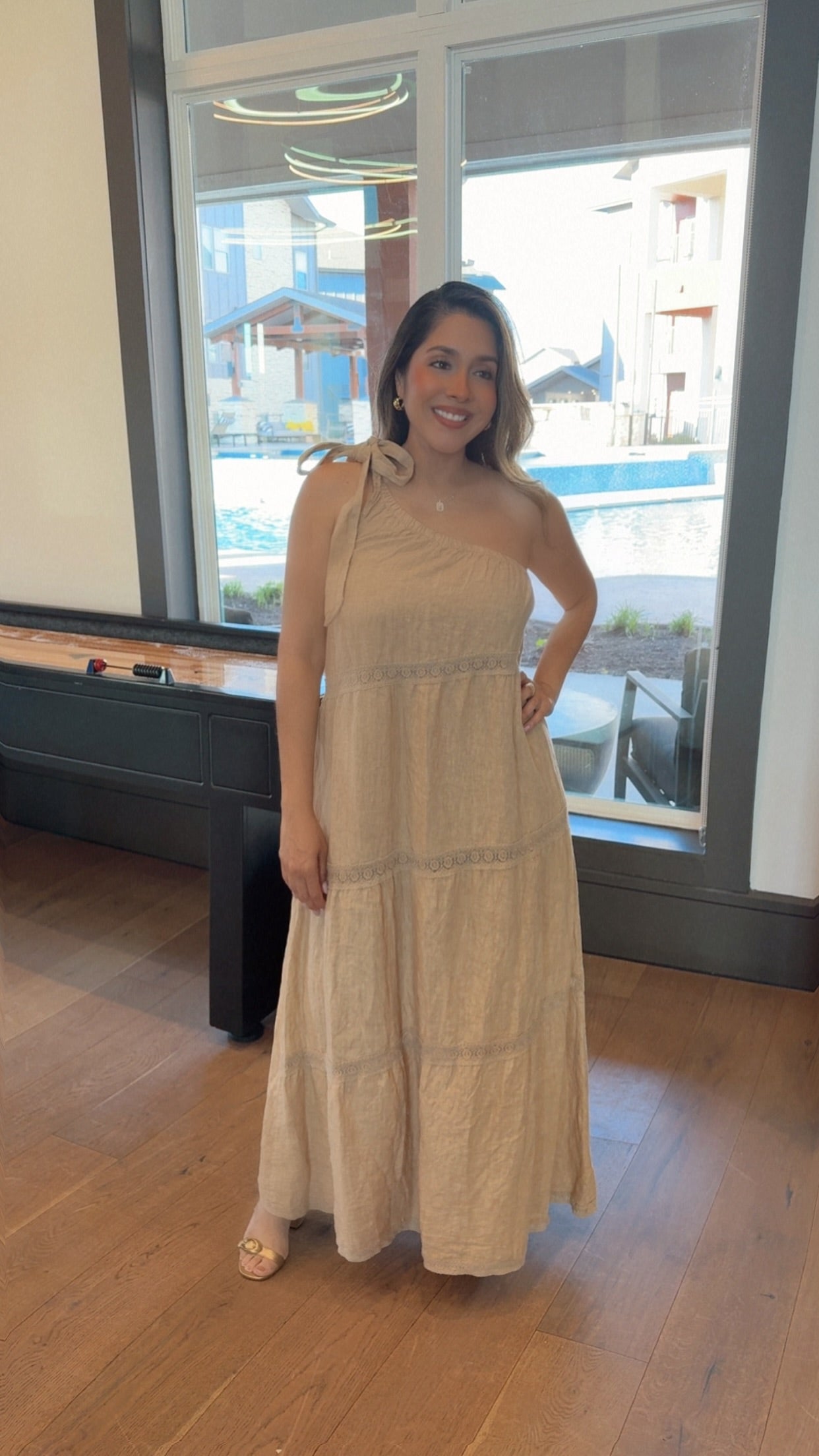 Linen Dress Medio Hombro