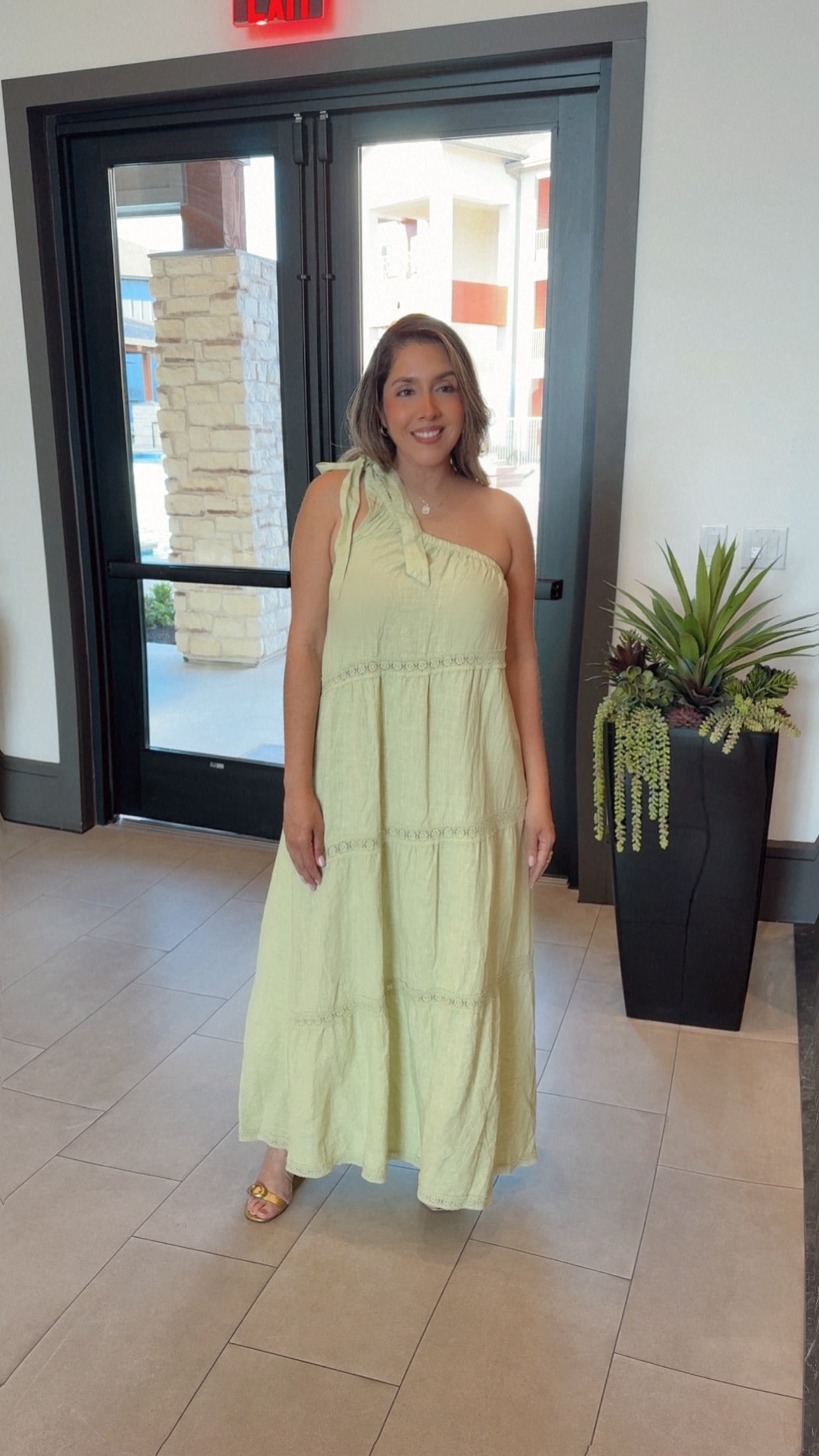 Linen Dress Medio Hombro