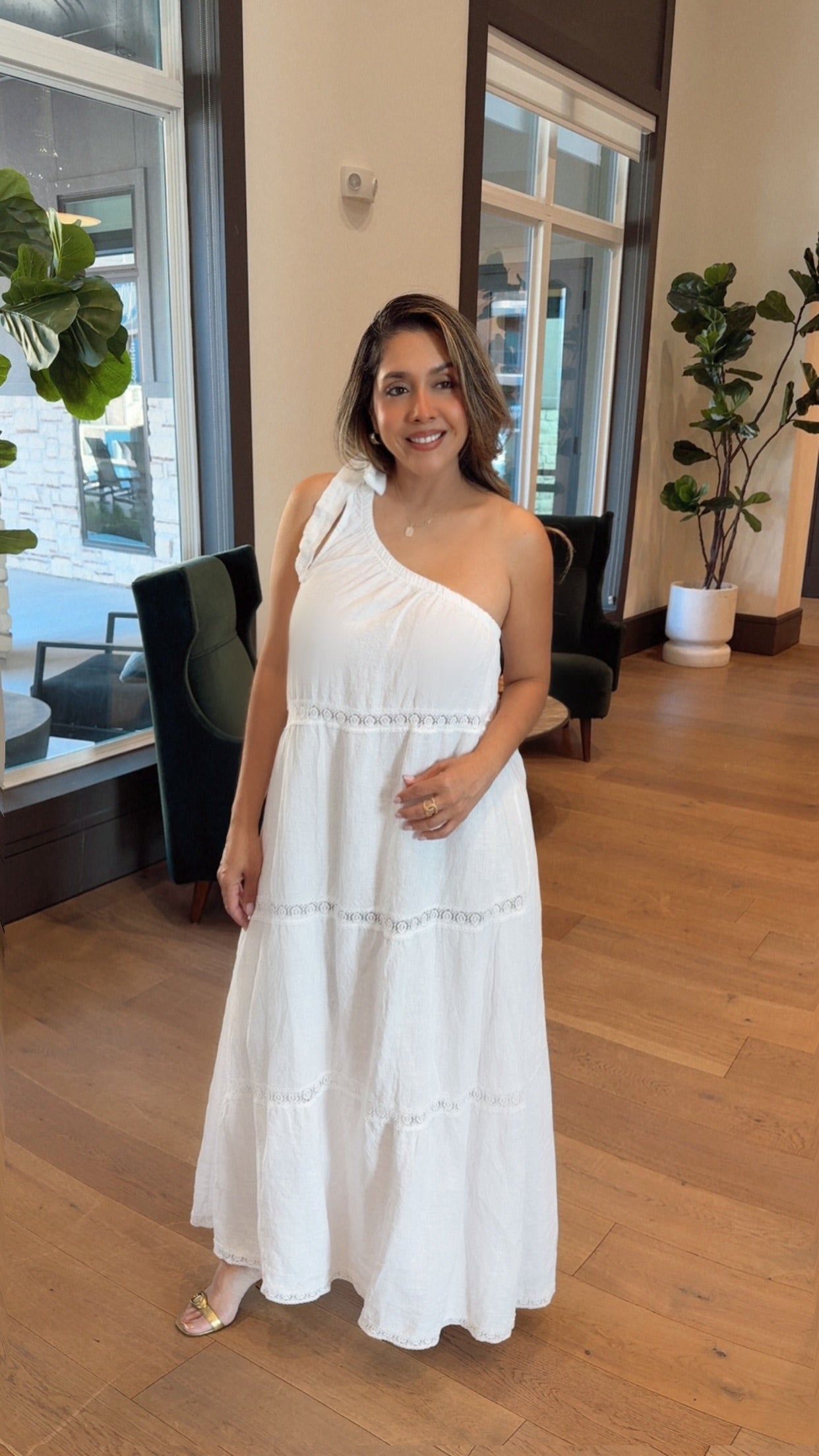 Linen Dress Medio Hombro