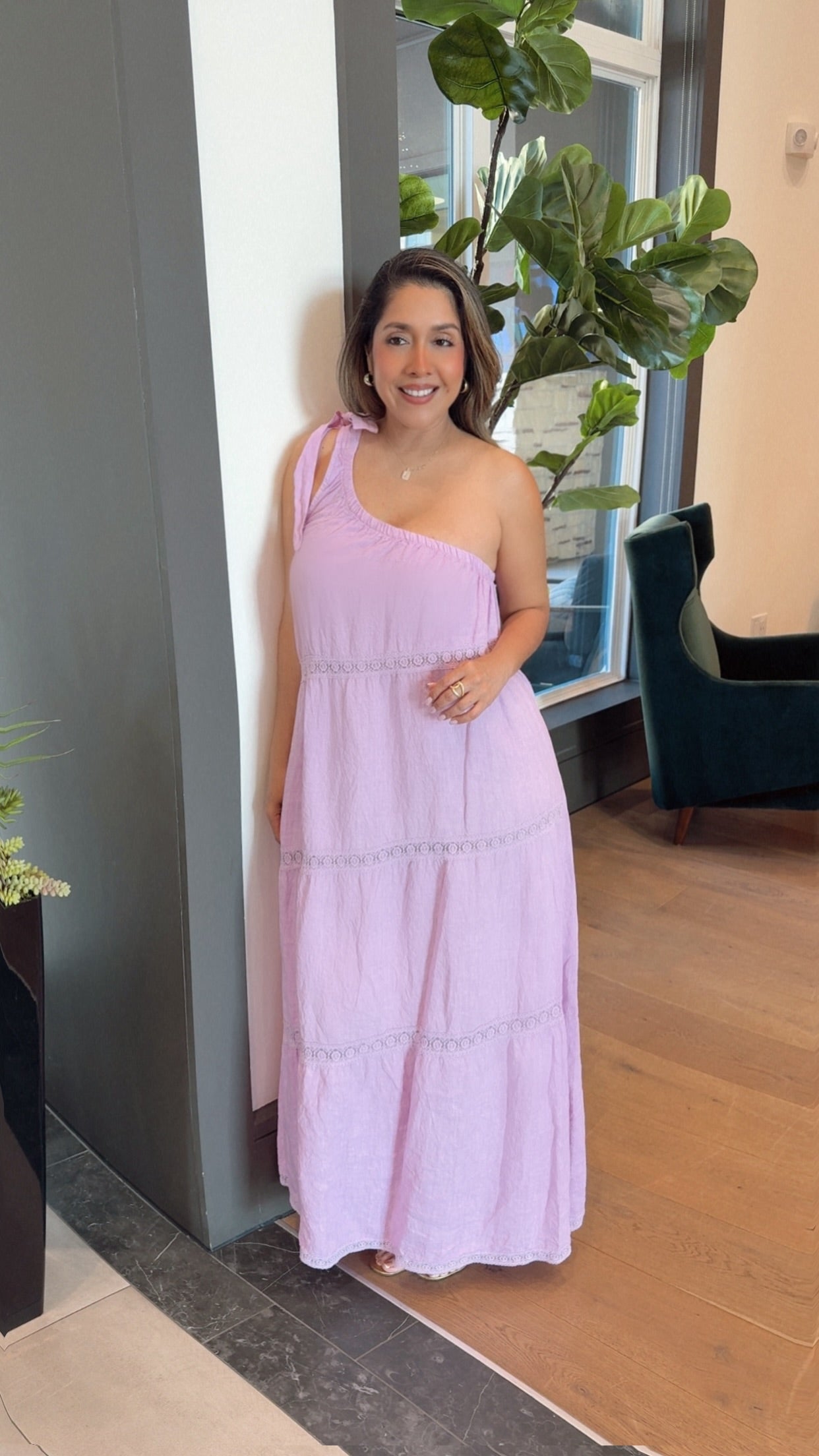 Linen Dress Medio Hombro